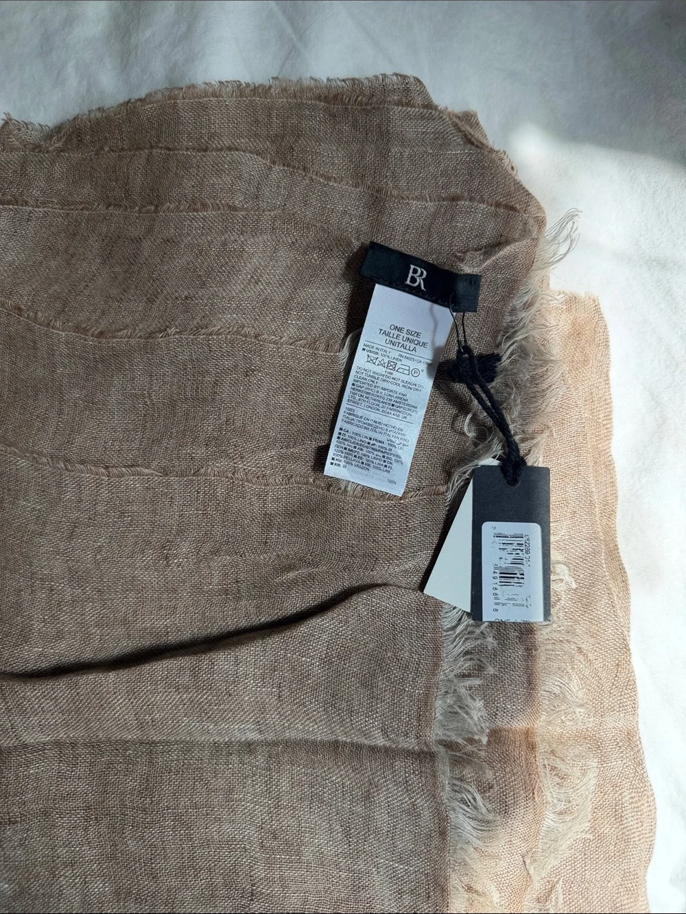 Banana Republic Light Brown Frayed Edge Linen Scarf